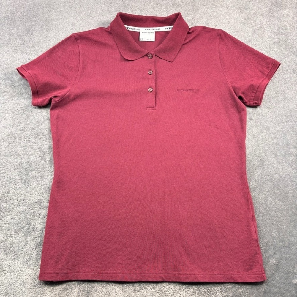 Porsche Design Drivers Selection Polo Shirt Women L Red Cotton Blend Embroidered